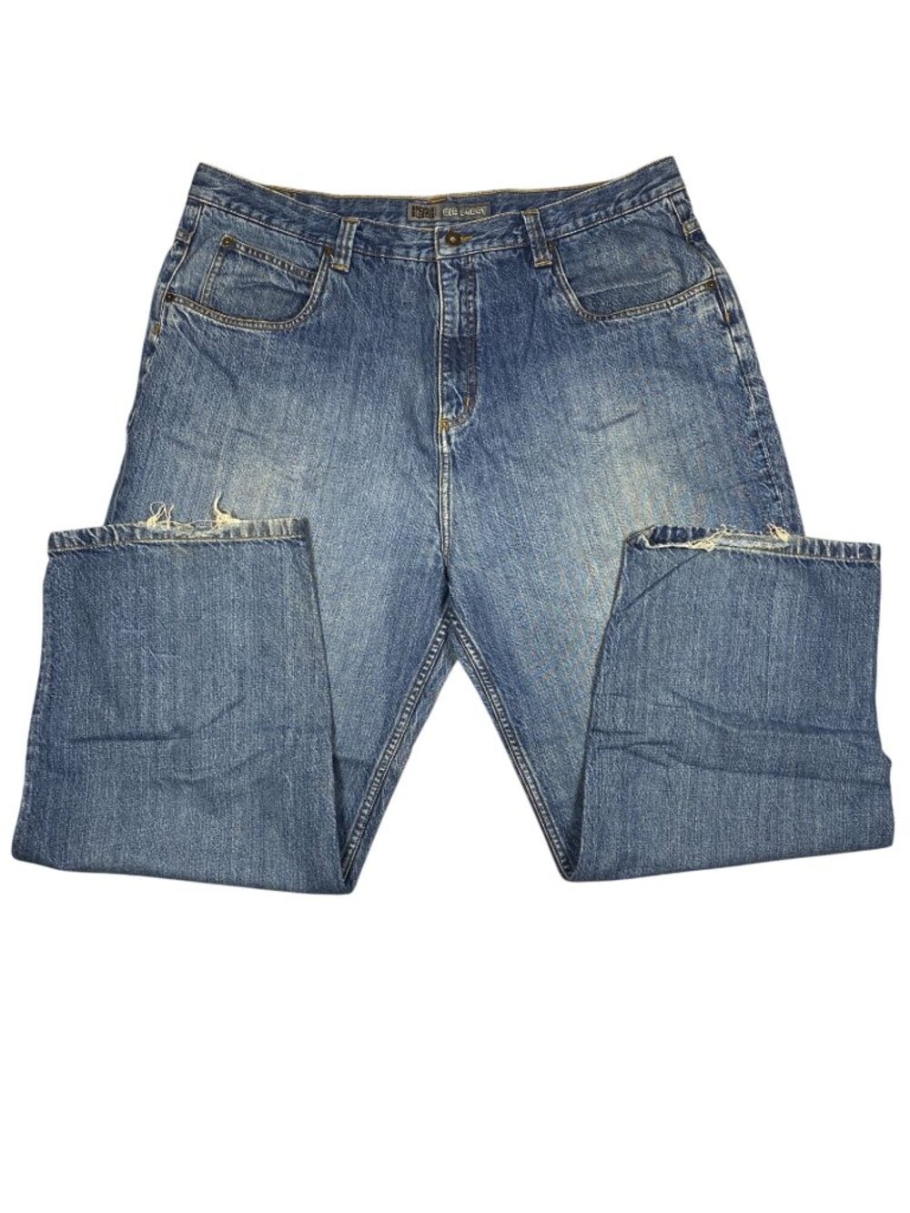 Anchor Blue Big Baggy Mens Jeans 42x30 Distressed Light Wash Denim Relaxed Fit